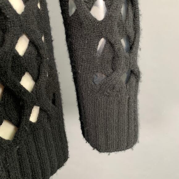 OSCAR DE LA RENTA Size M Black Cut Out Cable Knit Sweater - Picture 4 of 7